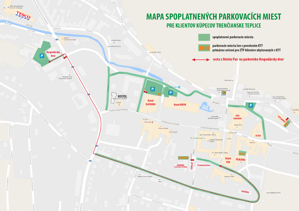 Mapa parkovacích miest pre hostí