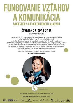 Literárna jar: Workshop Fungovanie vzťahov a komunikácia s Norou Laukovou