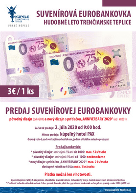 Predaj suvenírovej eurobankovky Festival Hudobné leto od 02.07.2020