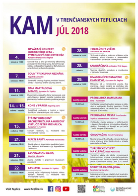KAM v Trenčianskych Tepliciach - podujatia na júl 2018