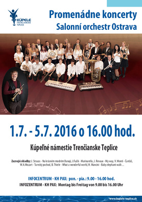 Promenádne koncerty: Salonní orchestr Ostrava, 01.-05.07.2016