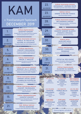 KAM v Trenčianskych Tepliciach - podujatia na december 2019