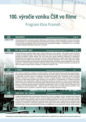 Kino Prameň - 100. výročie vzniku ČSR vo filme, 22.-29.09.2018