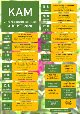 KAM v Trenčianskych Tepliciach - podujatia na august 2020