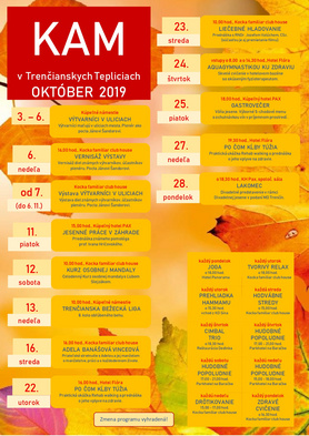 KAM v Trenčianskych Tepliciach - podujatia na október 2019