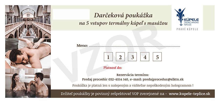 Darcekova poukazka 5 vstupov Darcekova poukazka 5 vstupov